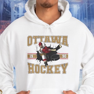 Ottawa Hockey Hoodie Sweatshirt, Custom Number, NHL Fan Sweatshirt, Vintage Senators Sweater, NHL Hockey Shirt, Retro Hockey Hoodie