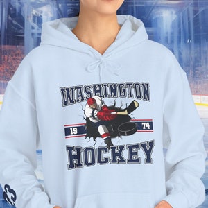 Washington Hockey Hoodie Sweatshirt, Custom Number, NHL Fan Sweatshirt, Vintage Capitals Sweater, NHL Hockey Shirt, Retro Hockey Hoodie
