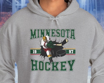 Minnesota Hockey Hoodie Sweatshirt, Custom Number, NHL Fan Sweatshirt, Vintage Wild Sweater, NHL Wild Hockey Shirt, Retro Hockey Hoodie