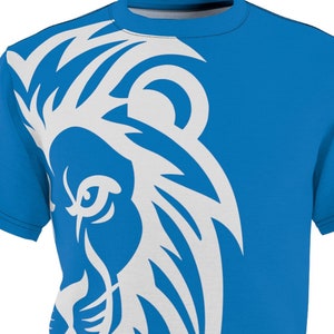 Custom Number Lions Shirt, Lion Face Tshirt, Short Sleeve Shirt, Men&#39;s Lions Shirt, Womens Lion Shirt, Side print, Microfibre, Lions Tee