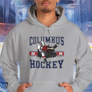 Columbus Hockey Hoodie Sweatshirt, Custom Number, Columbus Fan Sweatshirt, Vintage Blue Jackets Sweater, Hockey Fan Shirt, Retro Hockey