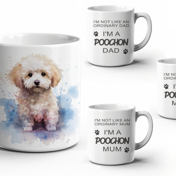 Not an ordinary Dad/Mom/Mum, Poochon Dad/Mom/Mum Ceramic Mug 11oz, Gift idea, Coffee mug, Dog Lover, Puppy Owner, Australian Printer