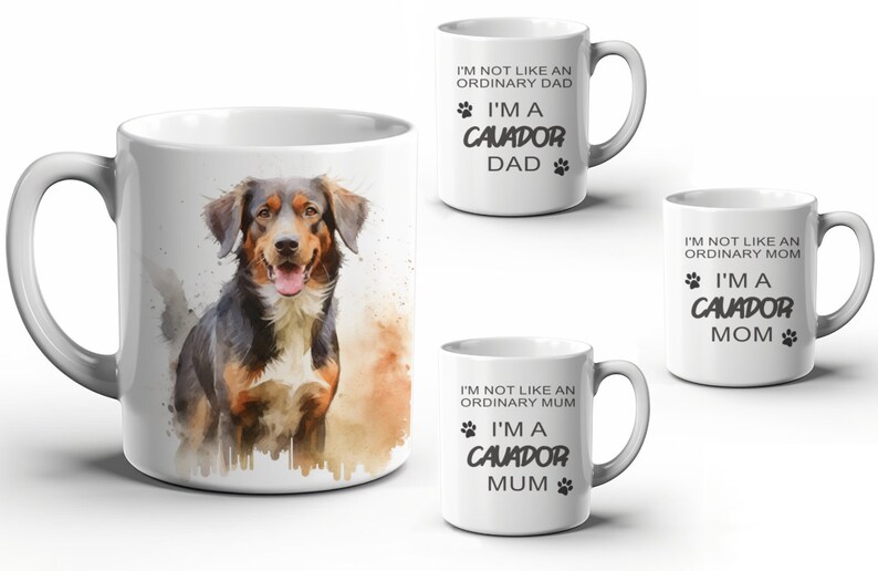 Not an ordinary Dad/Mum/Mom, Cavador Dad/Mum/Mom Ceramic Mug 11oz, Gift idea, Coffee mug, Dog Lover, Puppy Owner, Australian Printer image 1