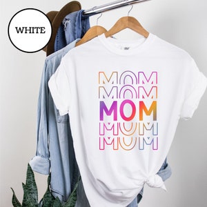 Colorful Mom T-shirt, mothers day gift, degrade font mother tee, orange pink birthday gift for mom, new mom baby shower gift, cool mom gift