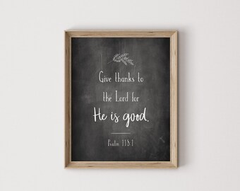 Psalm 118:1, give thanks to the Lord, faith print, scripture print, Christian print, faith wall art, scripture wall art, Christian wall art