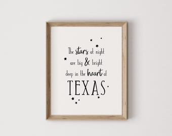 deep in the heart of Texas, Texas print, Texas art, Texas print wall art, Texas wall art, Texas printable, Texas decor, lone star state