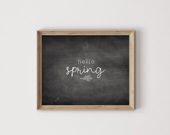 hello spring, spring print, spring quote, spring art, spring wall art, spring printable, seasonal art, digital print, wall art