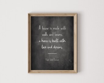 Ralph Waldo Emerson quote, home print, home quote, home wall art, home printable, home framed sign, housewarming gift, homebuyer gift