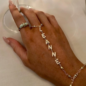 Custom Hand Chain, Name Hand Chain Custom, Gold Hand Chain, Custom Name Bracelet, Pave Hand chain, 18k Gold Hand Chain, Silver Hand Chain