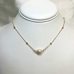 Simple Pearl Necklace Real Pearl Necklace 18k Gold Filled Necklace Layering Pearl Chain Minimal Necklace Dainty Pearl Necklace Gift for Her