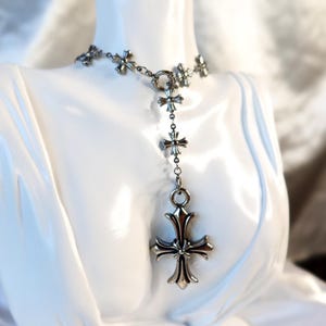 Cross y necklace, Lariat Necklace, Patonce Cross Necklace, Stainless Steel Necklace, Adjustable Lariet, Adjustable Y Necklace, Bold Necklace