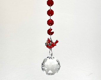 Cardinal Suncatcher In Gift Box Crystal Rainbow Maker with Card and Donation