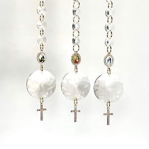 Cross SunCatcher Light e Rainbow Maker em caixa de presente com cartão e doação