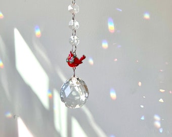 Cardinal SunCatcher Crystal Rainbow Maker In Gift Box with card and Donation
