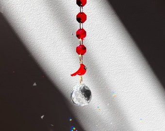Cardinal Memorial Gift Suncatcher Window Hanging Ornament Rainbow Maker | Gift Box & Card | Birthday - Anniversary - Mothers Fathers Day