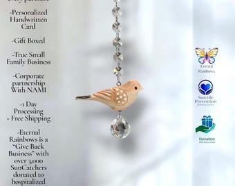 Suncatcher Crystal Bird Rainbow Maker in Gift Box with Card and Donation