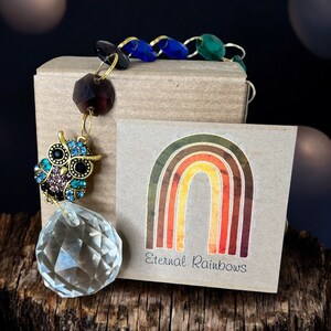 SunCatcher Owl Rainbow Maker dans une boîte cadeau avec carte et don