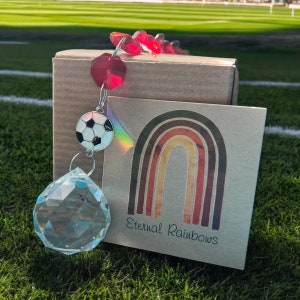 SunCatcher Soccer Gift Rainbow Maker em caixa de presente com cartão e doação
