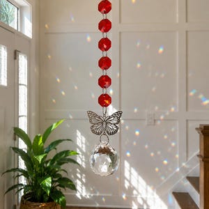 Butterfly Crystal SunCatcher Rainbow Maker Light Catcher Red