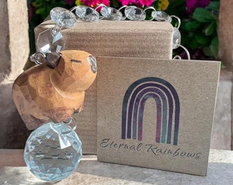 Capybara SunCatcher Rainbow Maker in Gift Box with Card and Donation