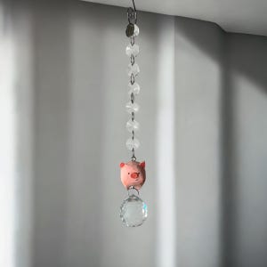 Crystal SunCatcher Pig Wood Rainbow Maker in geschenkverpakking met kaart en donatie