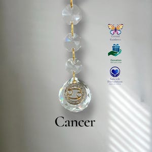 Atrapasueños del zodiaco Cáncer, creador de arcoíris en caja de regalo con tarjeta y donación. *Disponibles para todos los signos.