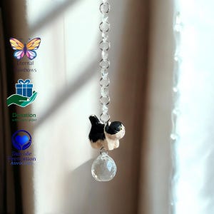 Crystal SunCatcher Cat Rainbow Maker em caixa de presente com doação com cartão e doação