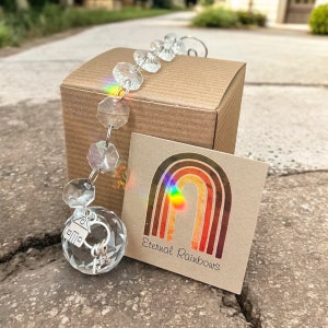 Atrapasueños de bienvenida para inauguración de la casa, fabricante de arcoíris en caja de regalo con tarjeta y donación