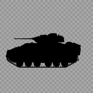 May include: A black silhouette of a military tank with a cannon on top. The tank is on a gray checkered background.