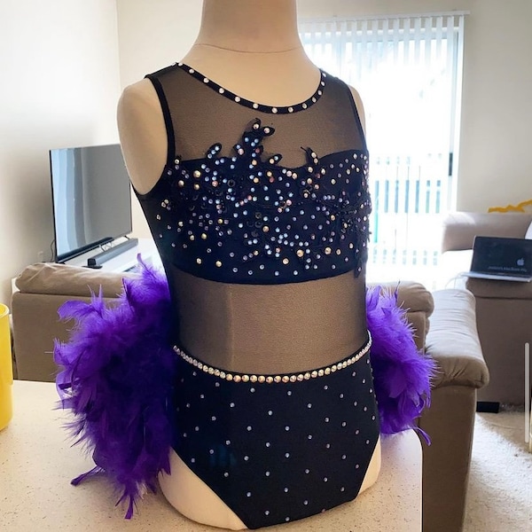Neon Yellow and Lime Jazz Costume w Feathers