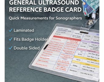 Ultrasound Badge Buddy Quick Reference Card | General Ultrasound Sonographer Study Guide | Ultrasound Tech Student Cheat Sheet