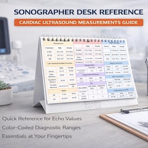 Echocardiography Desk Reference, Echo Cheat Sheet, Ultrasound Cardiac Measurement Guide, Echo Tech Study Guide, Sonography Student Reference