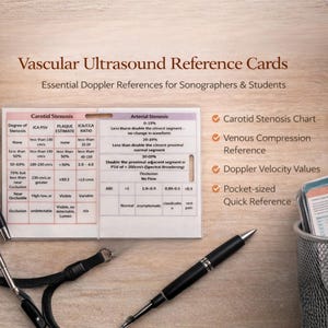 Ultrasound Badge Reference Card Vascular Sonography Cheat Sheet Doppler Study Guide Sonographer Pocket Card Ultrasound Tech Student Gift