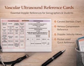 Ultrasound Badge Reference Card Vascular Sonography Cheat Sheet Doppler Study Guide Sonographer Pocket Card Ultrasound Tech Student Gift