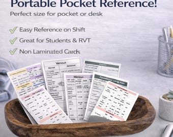 Sonographer Pocket Cards Ultrasound Reference Cards Echo Vascular Study Guide RDMS Study Aid Sonography Student Gift Ultrasound Cheat Sheet