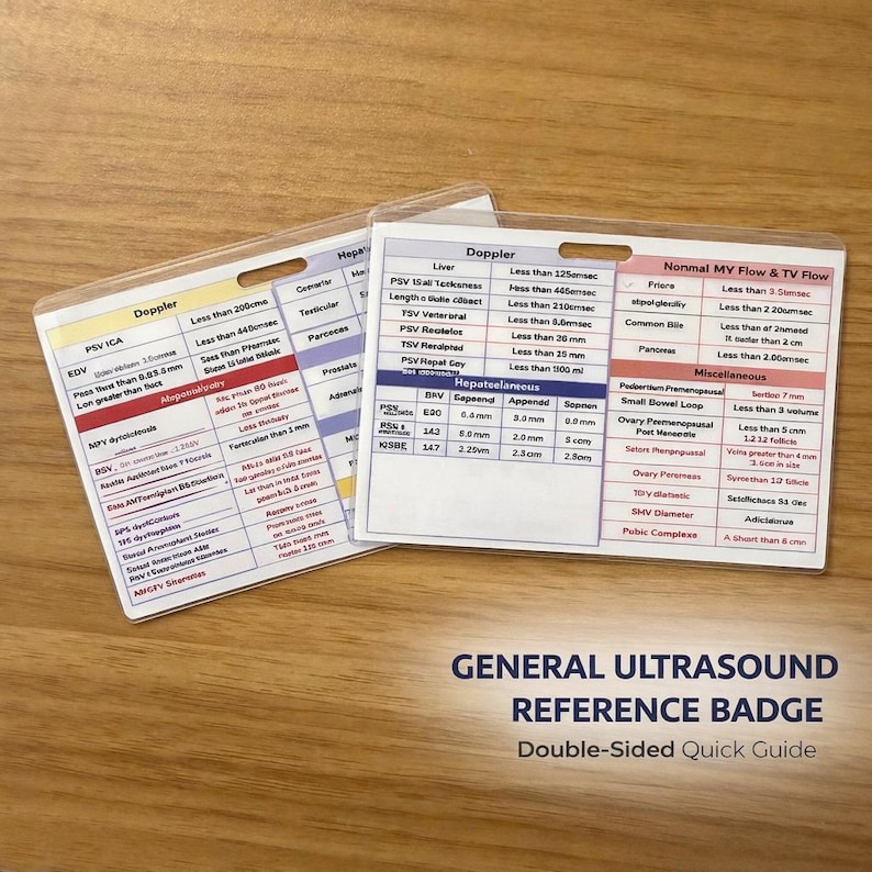 Echo Ultrasound Badge Buddy Quick Reference | Echocardiography Study ...