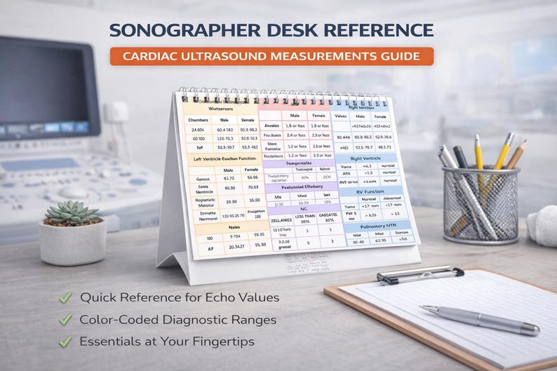 Echocardiography Desk Reference, Echo Cheat Sheet, Ultrasound Cardiac ...