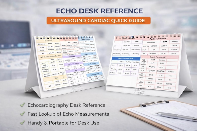 Echocardiography Desk Reference, Echo Cheat Sheet, Ultrasound Cardiac ...