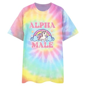 Tie Dye Ironic Alpha Male Unicorn Rainbow, Funny Unisex Tshirt Funny Shirt, Funny Graphic Tee, Offensive Shirt, Weird Shirt