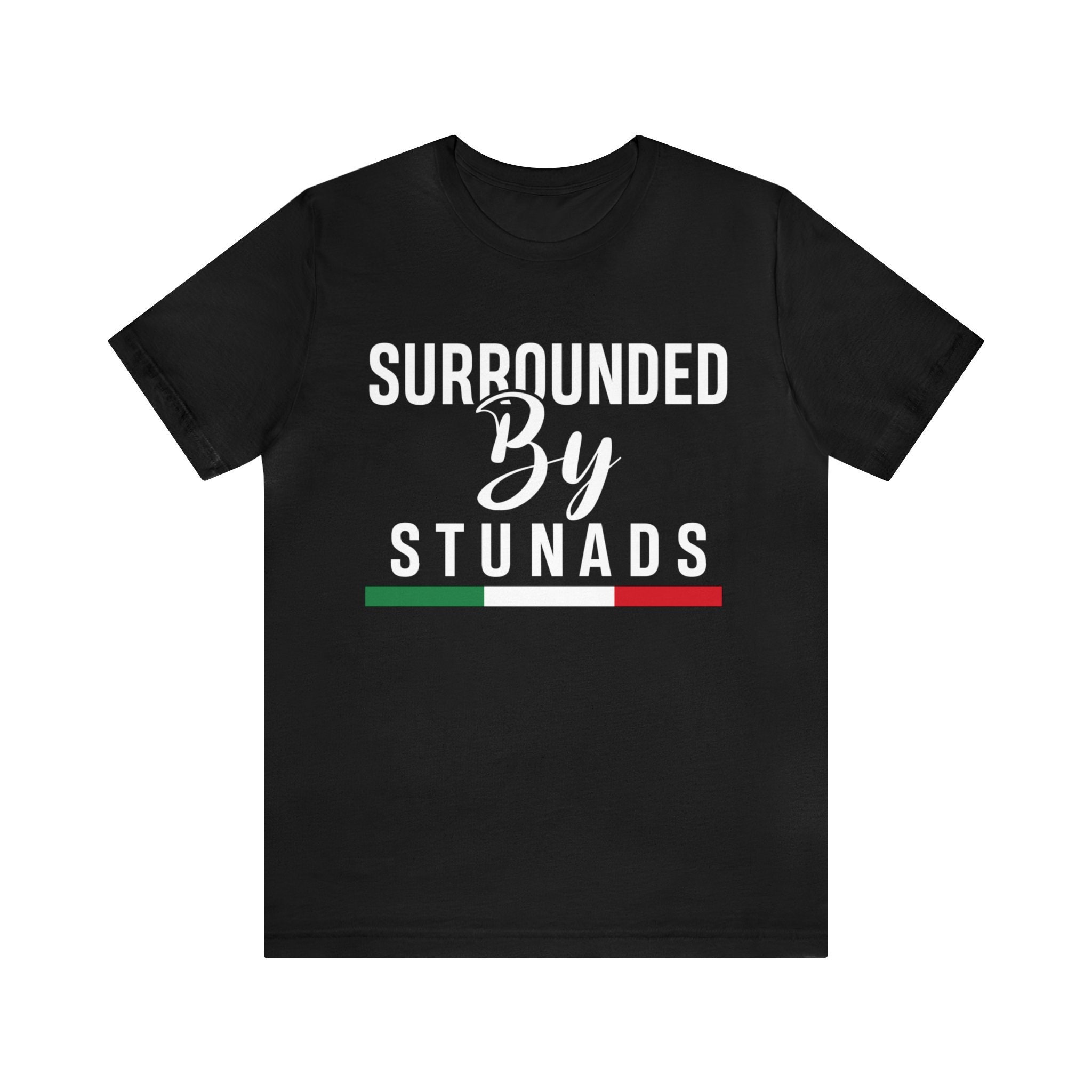 Surrounded by Stunads Italian Funny Unisex Jersey Short Sleeve Tee