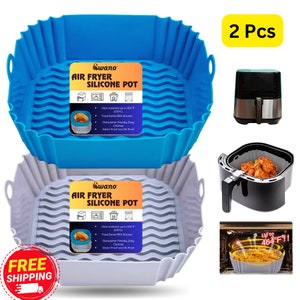 2pcs Foldable Silicone Air Fryer Liner Round Air Fryer Pots Basket Cooking  Accessory for Healthy Meals 