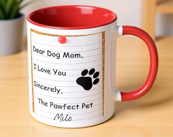 Personalized Dog Mom Mug: Custom Pet Name Coffee Mug