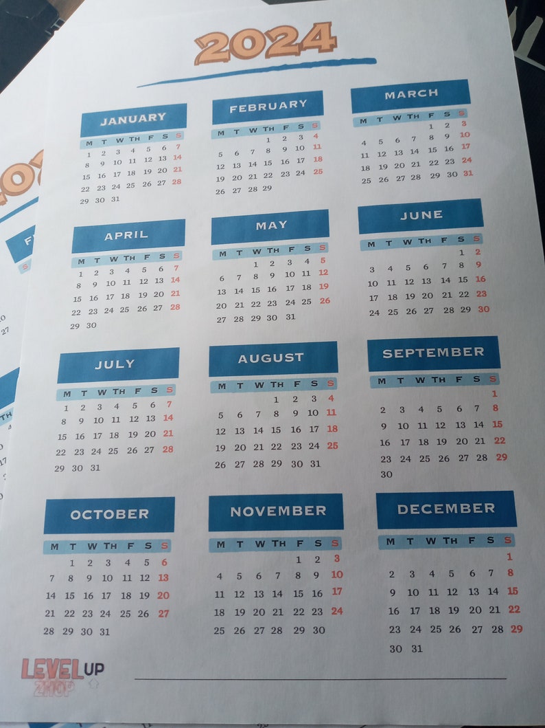 Calendrier 2024 Calendrier 2024 Calendar Planner 2024 Etsy France