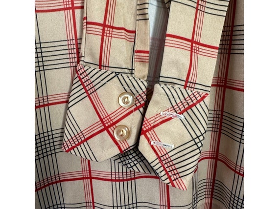 vintage 70s plaid button-down shirt size M long s… - image 6