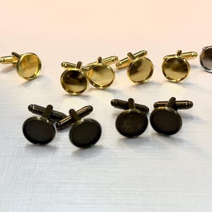Small blanks cufflinks for DIY, mix of colors- 8 pairs