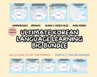 ULTIMATE BUNDLE Korean Language Learning Materials | Workbook Study Pack | Ebooks PDF Audio Video Files | Online Resources Masterlist