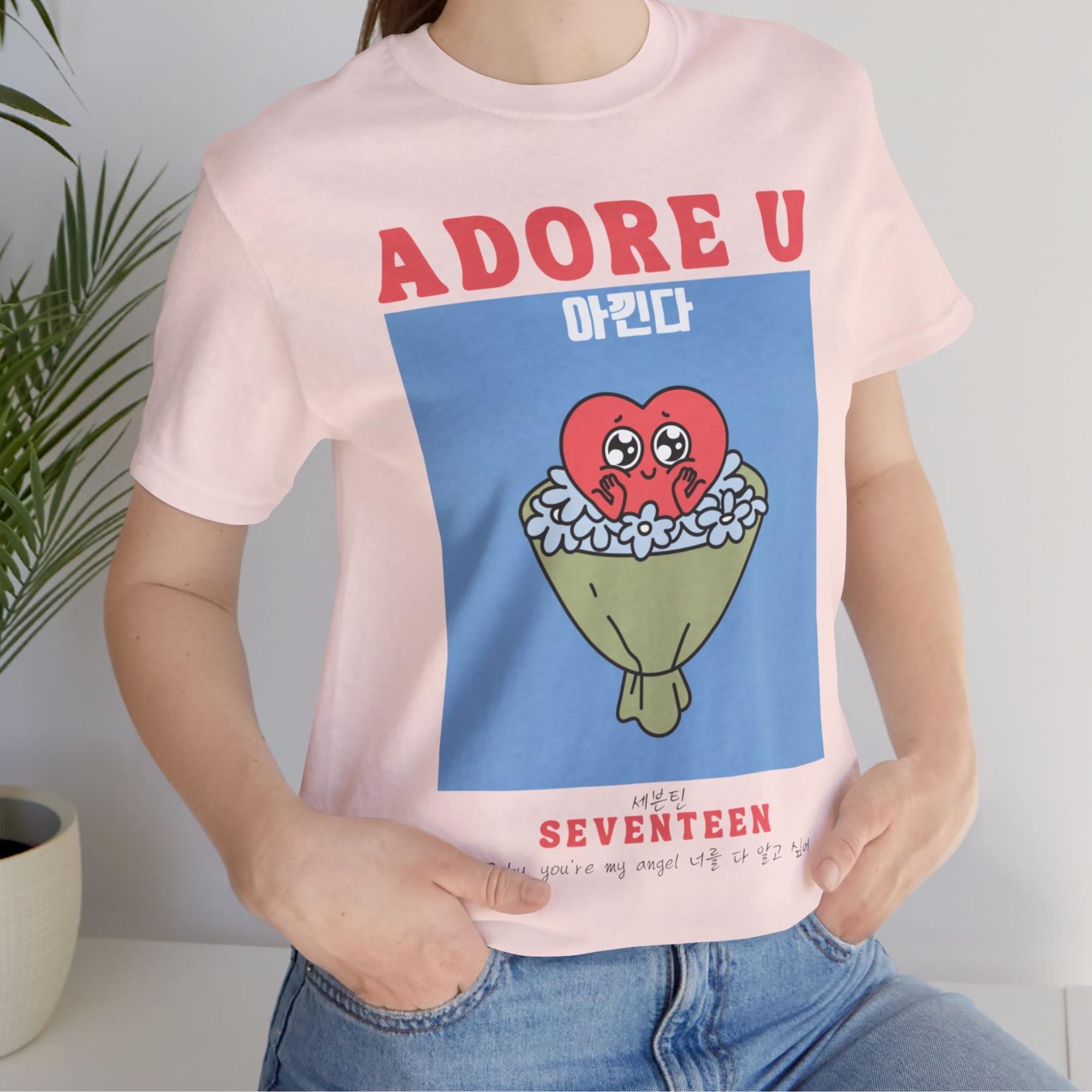 Adore U Seventeen Kpop Shirt, SVT K-pop Unisex Tshirt, K pop Fan Carat T shirt Merch, Cute Custom Graphic Tee, Womens & Mens Clothing