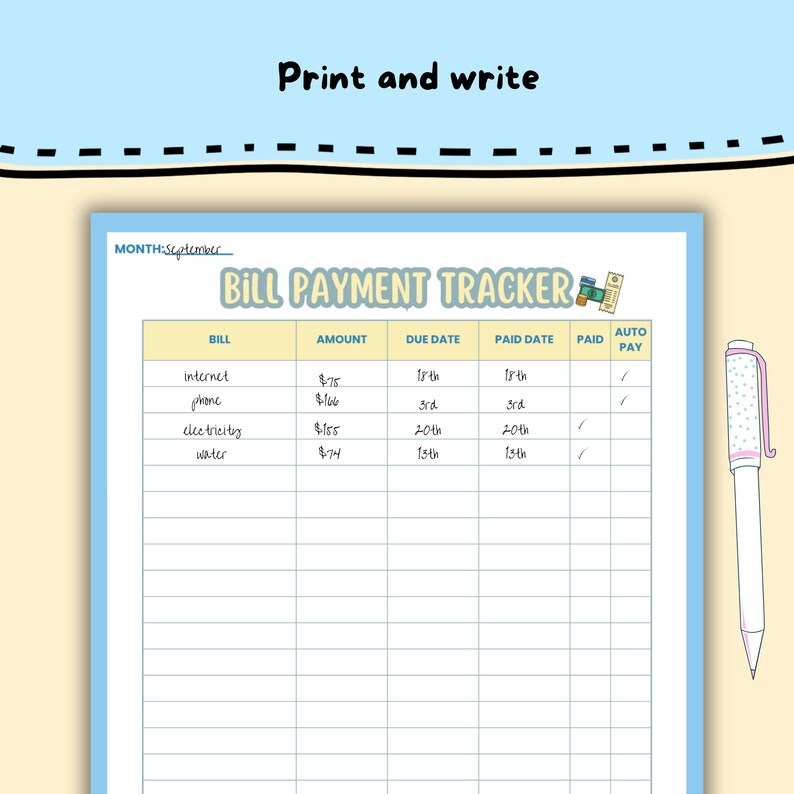 Editable Monthly Bill Payment Tracker Instant Download Editable Annual ...