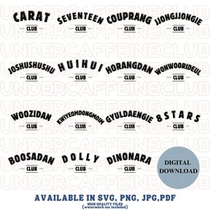 Seventeen Fandom Club Bundle Svg, Jpg, Png, Pdf Kpop Digital Download, Cricut & Silhouette Digital Cut File, Vinyl Decal, Clipart Stickers