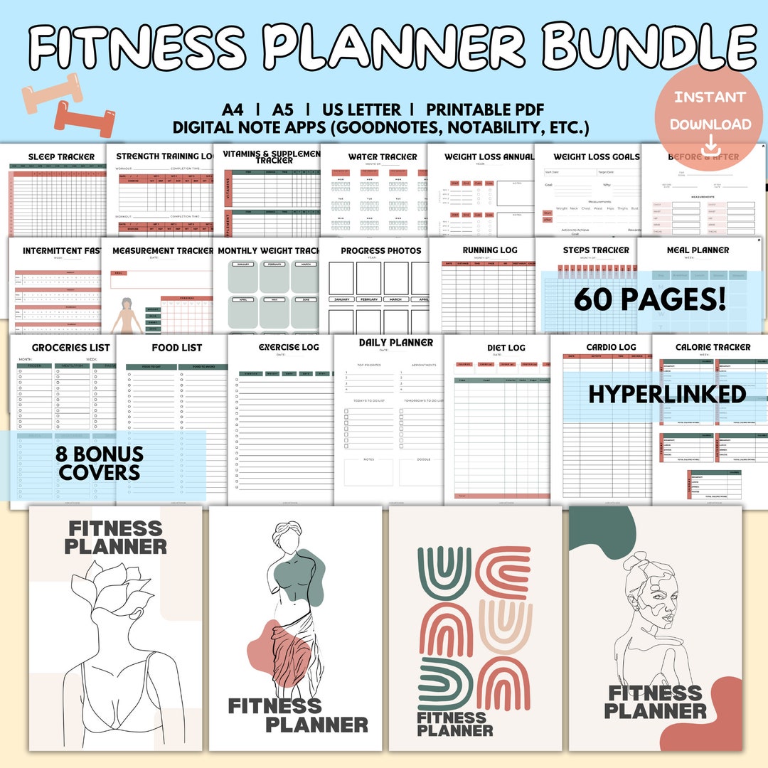 Ultimate Digital Fitness Planner Bundle Printable Weight Loss Journal
